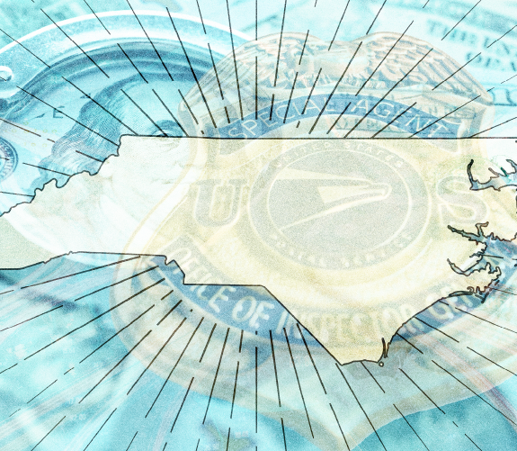 USPS OIG Office of Investigations Badge and State of North Carolina
