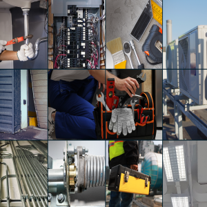 cover image: photo collage of maintenance. 
