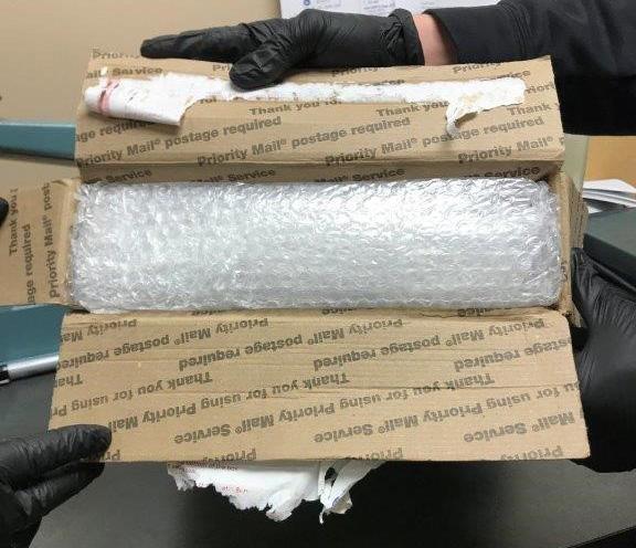 Parcel with bubble wrapped contents.