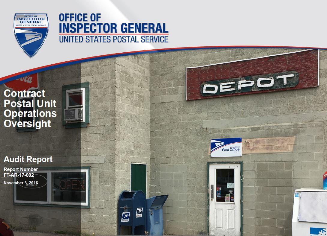 Contract Postal Unit Operations Oversight Office of Inspector General OIG