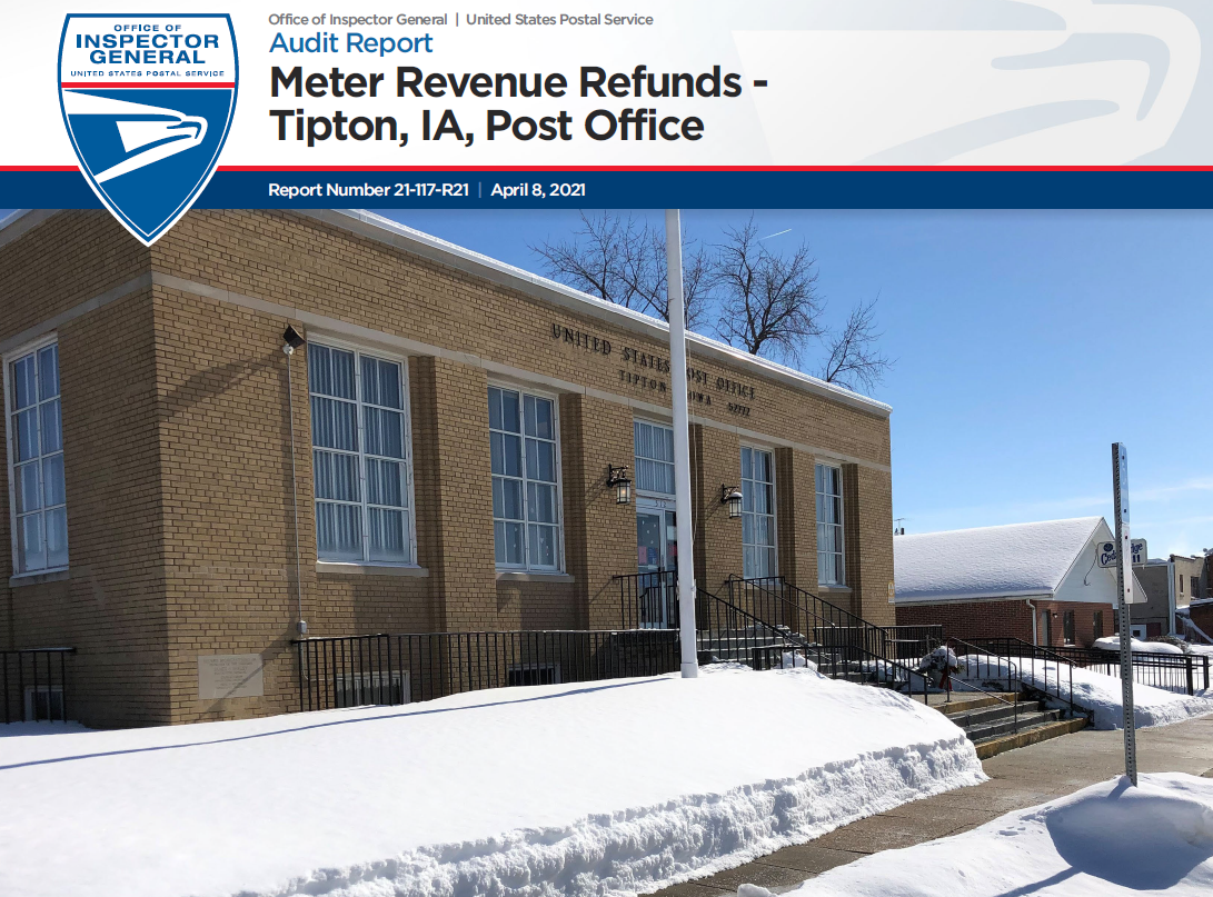 Meter Revenue Refunds Tipton, IA, Post Office Office of Inspector
