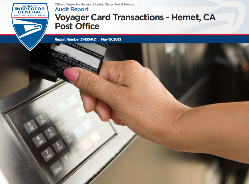 Voyager Card Transactions Hemet, CA, Post Office Office of