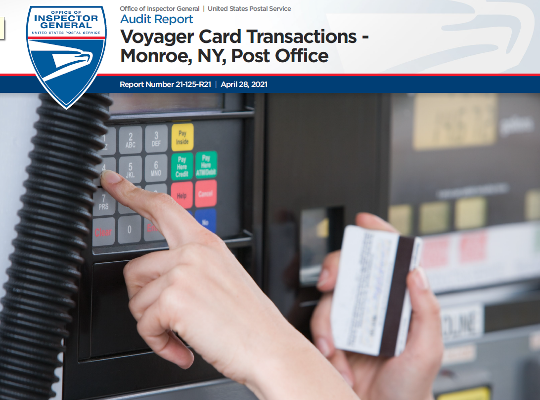 Voyager Card Transactions Monroe, NY, Post Office Office of