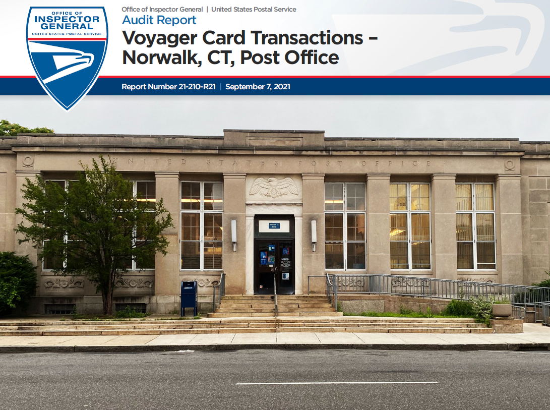 Voyager Card Transactions Norwalk, CT, Post Office Office of