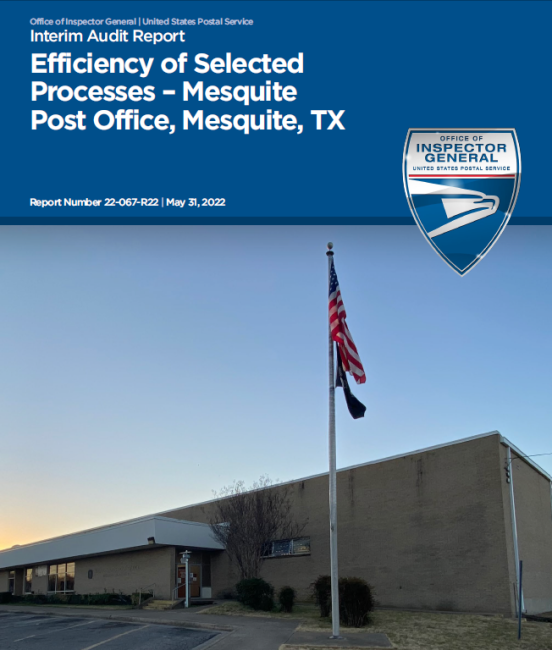 Efficiency of Selected Processes Mesquite Post Office Mesquite TX Efficiency of Selected Processes Mesquite Post Office Mesquite TX