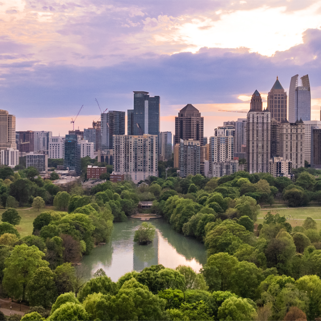 Cover photo of the Atlanta city skyline.