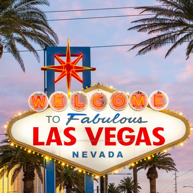 Photo of famous welcome sign for the city of Las Vegas.